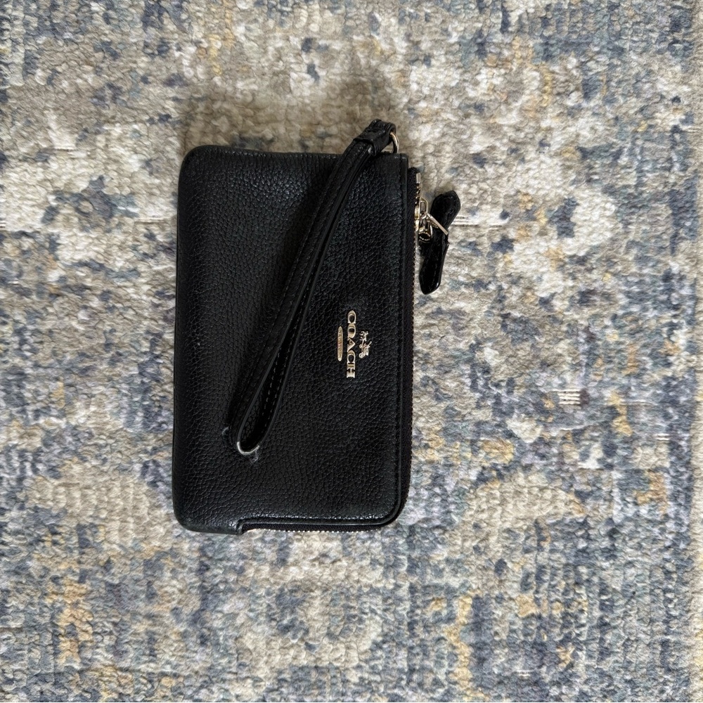 Coach Black Leather Wristlet